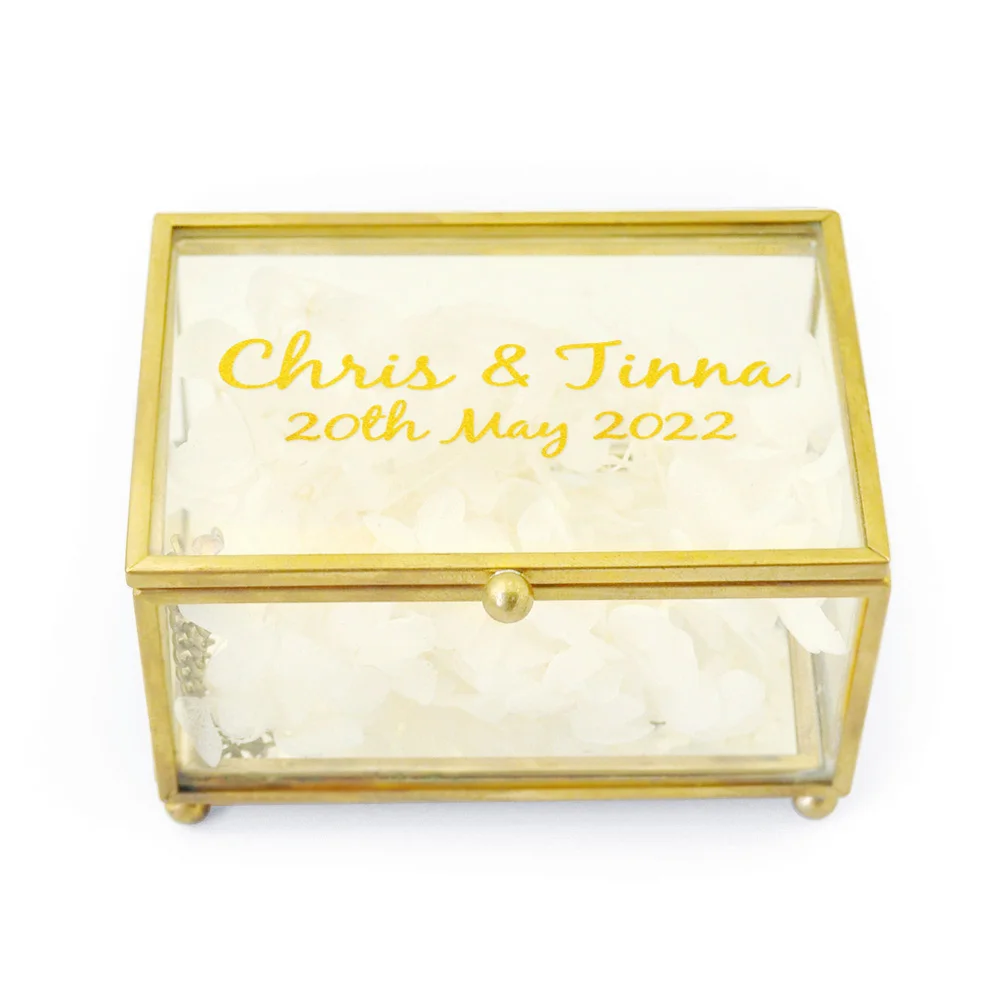 Personalized Wedding Ring Box Engraved Glass Jewelry BoxCustom Geometric Ring Box Engagement Ring Holder Wedding Decorations