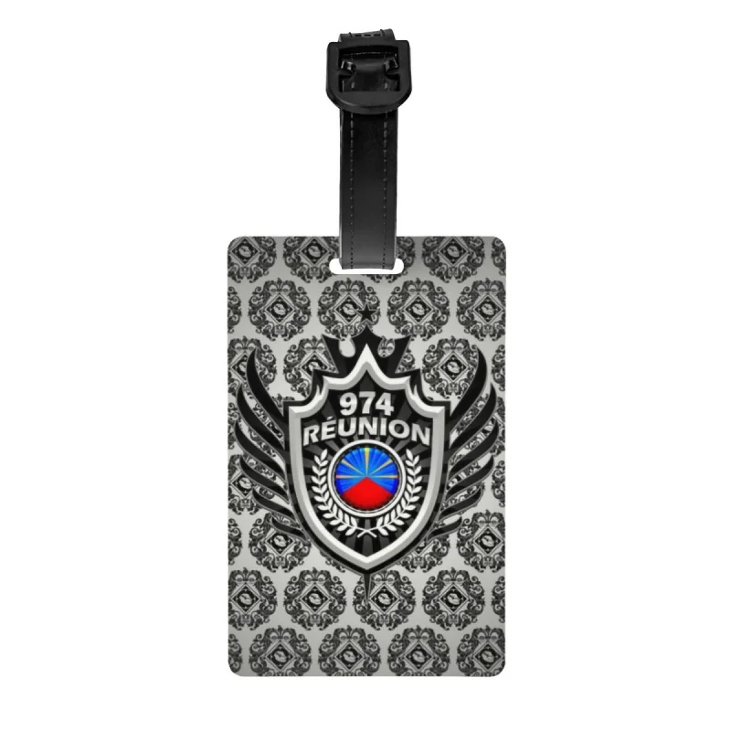

974 Reunion Island Coat Of Arms Luggage Tags for Suitcases Cute Margouillat Beach Baggage Tags Privacy Cover ID Label