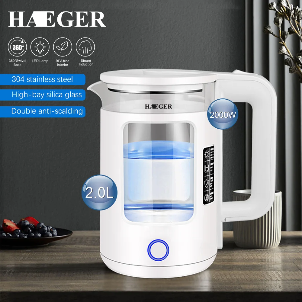 European Standard High-Power Glass Transparent Window Anti-Dry Burning Electric Kettle  HG-7859