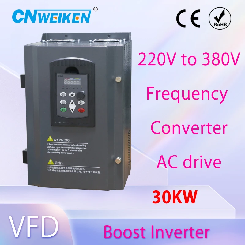 

VFD Inverter 30KW/22KW/18.5KW/15KW/ 220V to 380V V/F control for Motor Speed Control Frequency Inverter