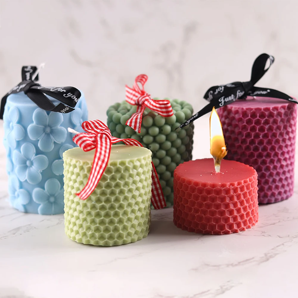 

3D Cylinder Candle Silicone Mold DIY Geometric Aromatherapy Candle Wax Mould Handmade Resin Soap Making Wedding Gift Home Decor