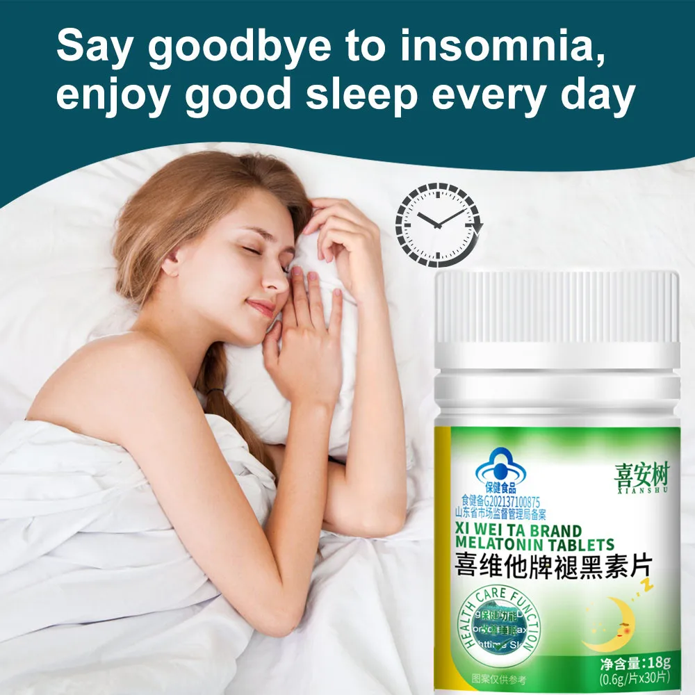 

Melatonin Sleeping Pills 30 Capsules Night Time Sleep Aid Vitamins B6 Help Improve Insomnia for good sleep Anxiety Stress Relief