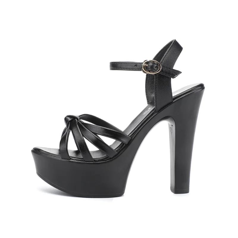 Сандалии женские на платформе и высоком каблуке мягкая кожа туфли с открытым