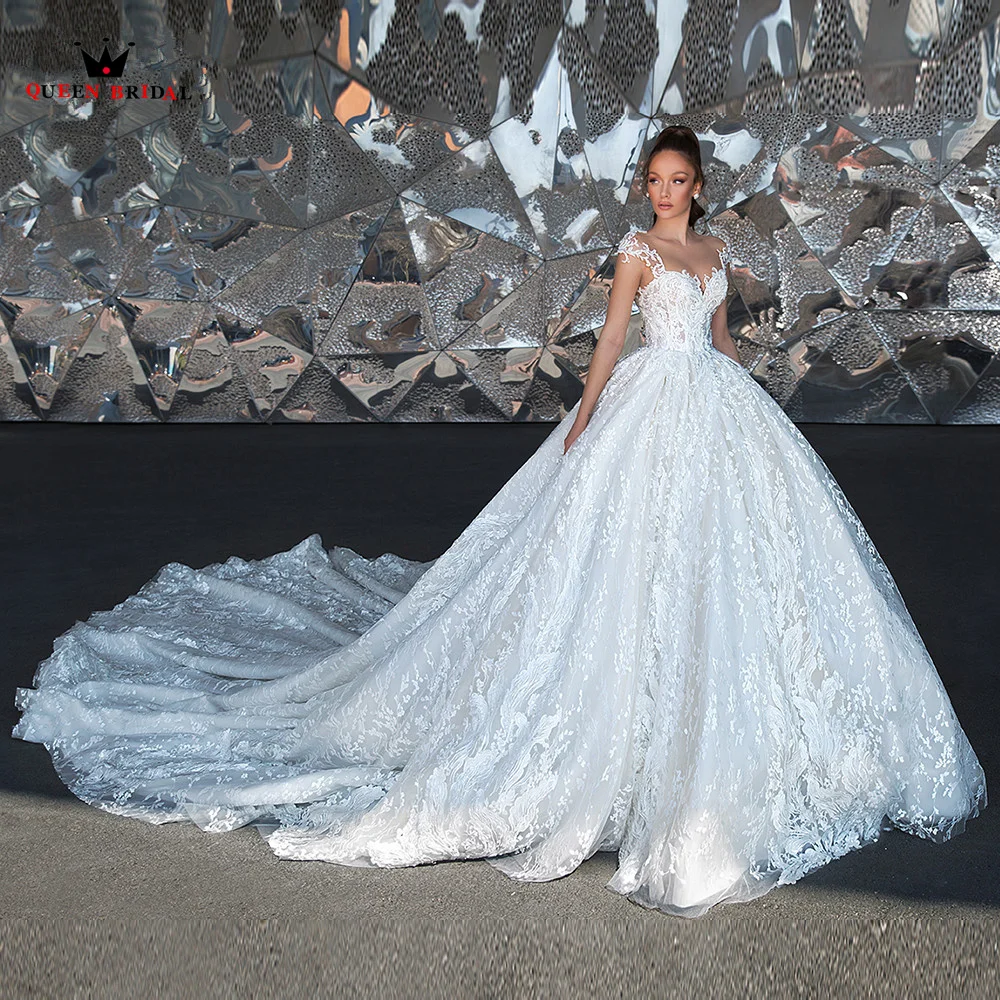 Роскошные свадебные платья бальное платье с коротким рукавом тюлевые кружевные