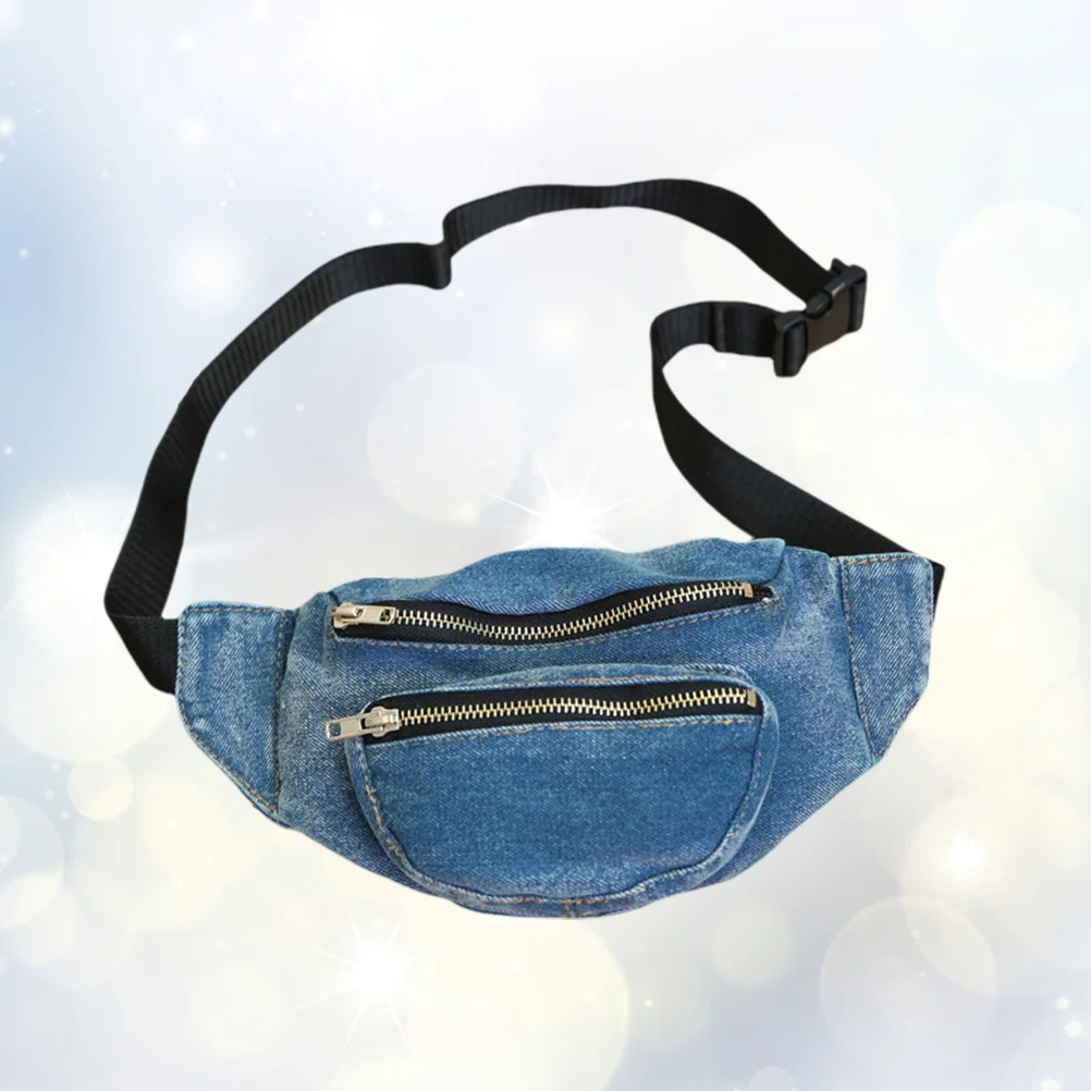 Running Belt Women Running Waist Pack Crossbody Belt Bag Blue Fanny Pack Cowboy Belts Women Pocket Messenger Bag