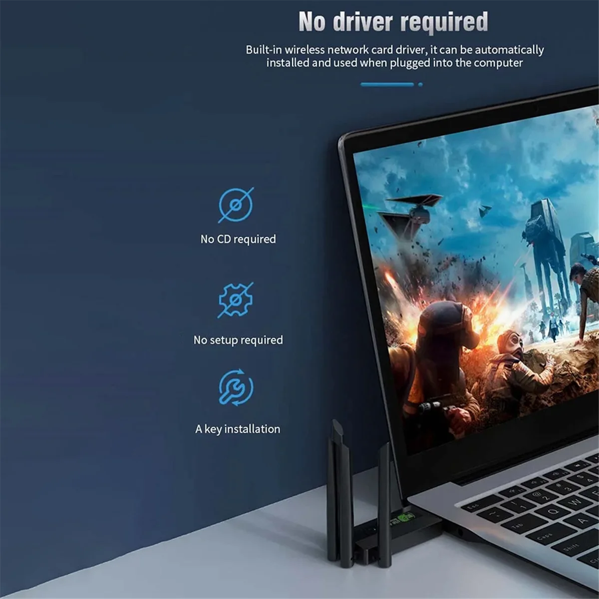 Двухдиапазонный USB3.0 Wi-Fi-адаптер 1200 Мбит/с 2 4 ГГц 5 с антеннами ПК Мини-компьютер