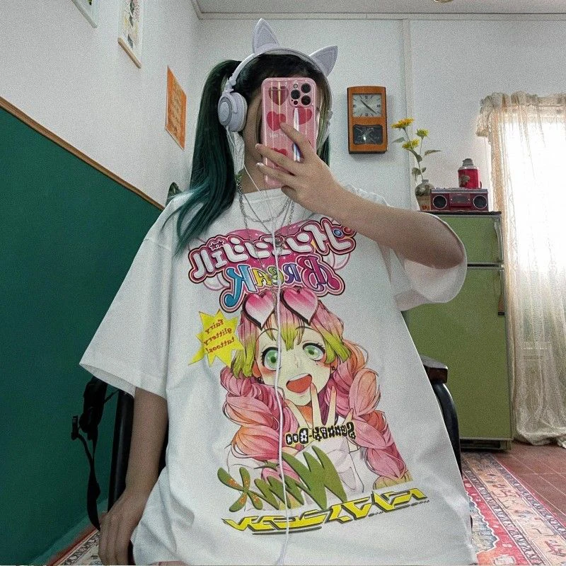 

Anime Graphic Kawaii T Shirts harajuku Japanese Manga Cartoon Print Oversized t-shirt Korean Short Sleeve y2k Tops 2022 Summer
