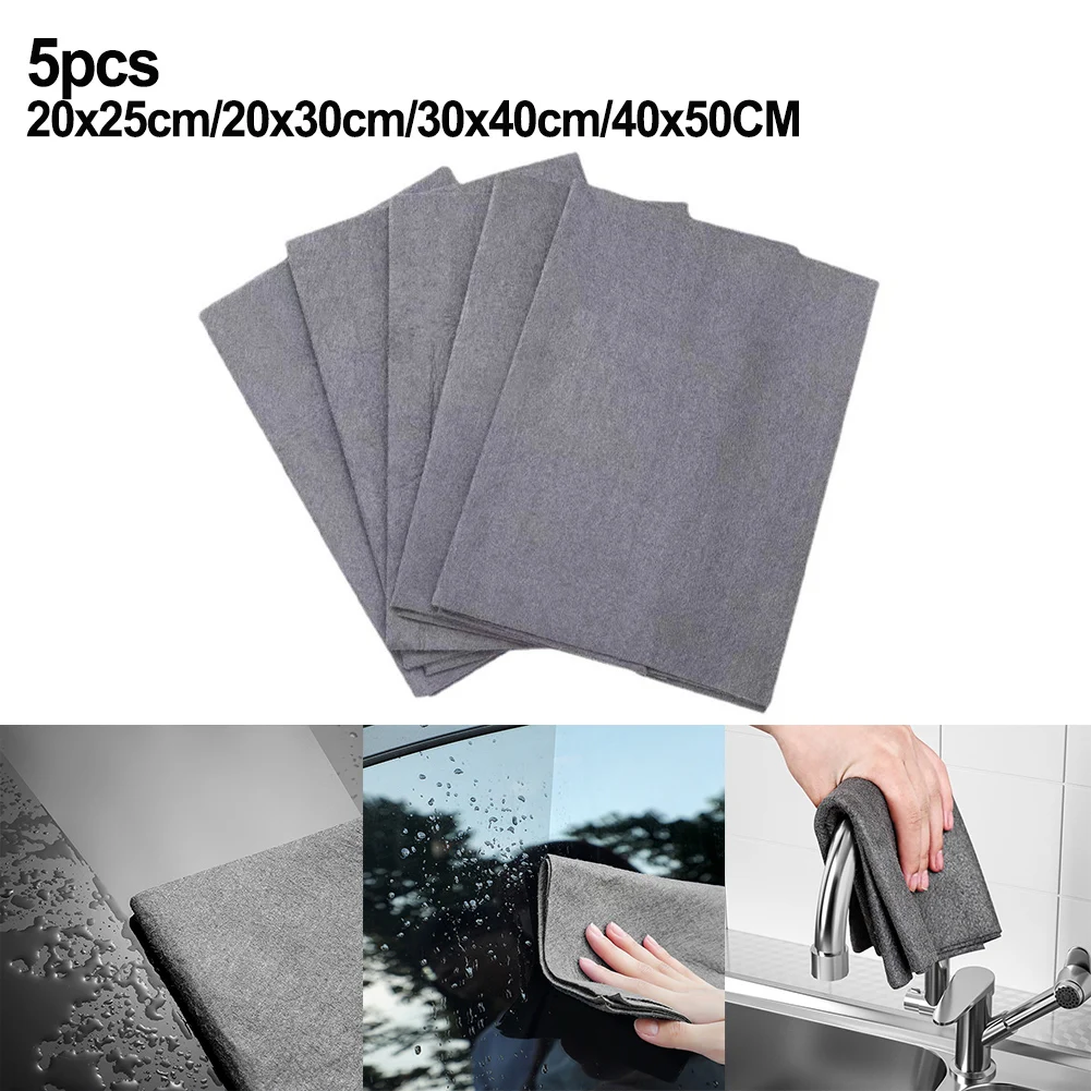 

5Pcs No Trace Cleaning Rags Microfiber Absorbent Dish Clothes Tableware Rag Home Cleaning Towels For Kitchen Bathroom