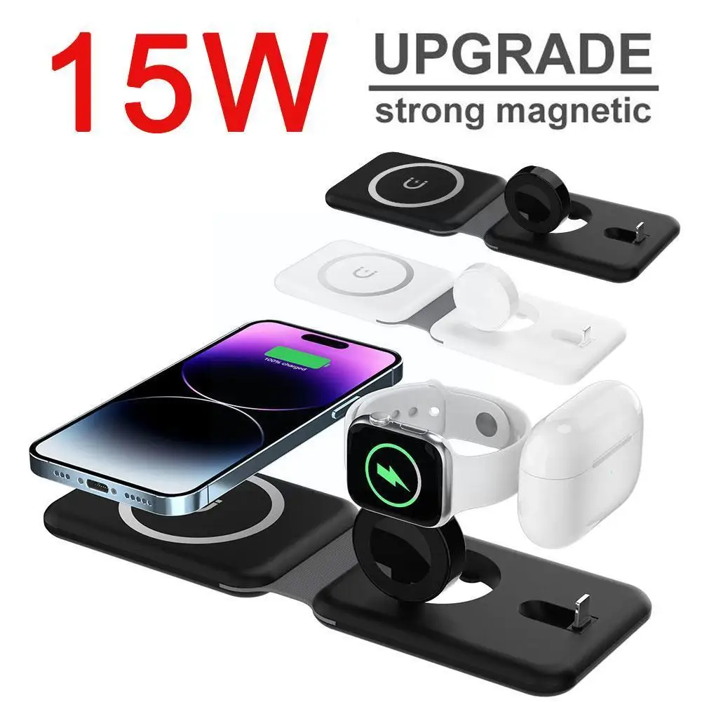 

3 In 1 Magnetic Wireless Charger Pad For IPhone 12 13 14 Pro Max for Apple watch For Airpods Foldable Fast Charging Dock St G4W3