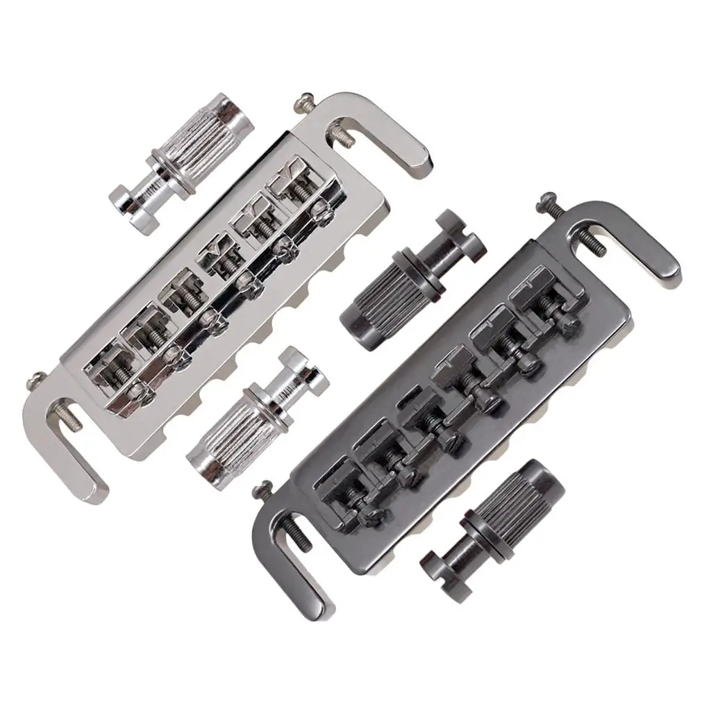 

Electric Guitar Parts 6 Saddles Bridge Taiiece w/ Post for Style Guitar