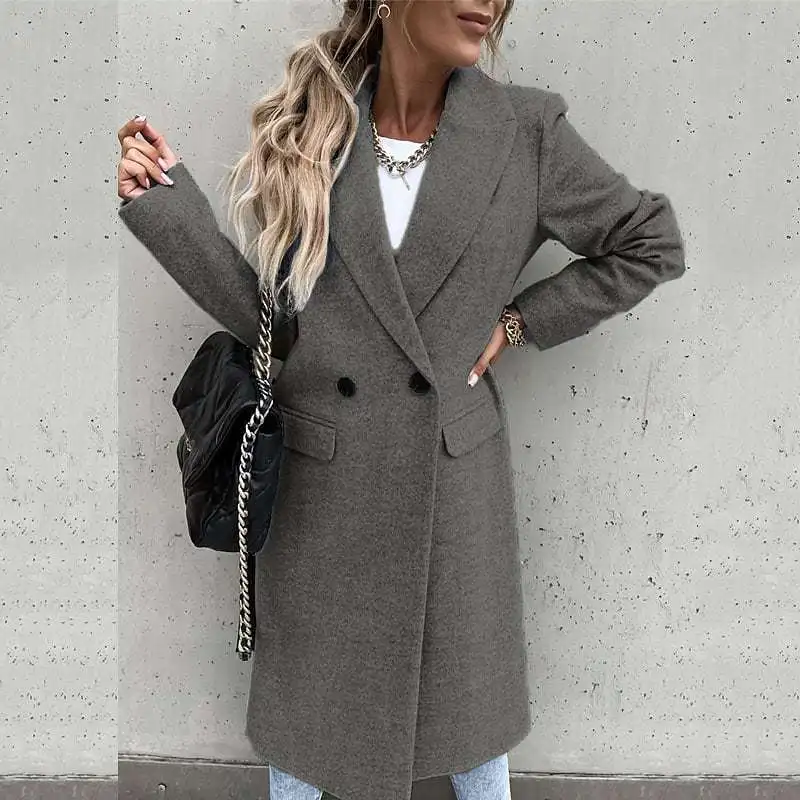 WYWMY 5 Colors Long Wool Blends Coat Women Elegant Thick Warm Overcoat Female Vintage Windbreaker Woolen Coat Notched All Match