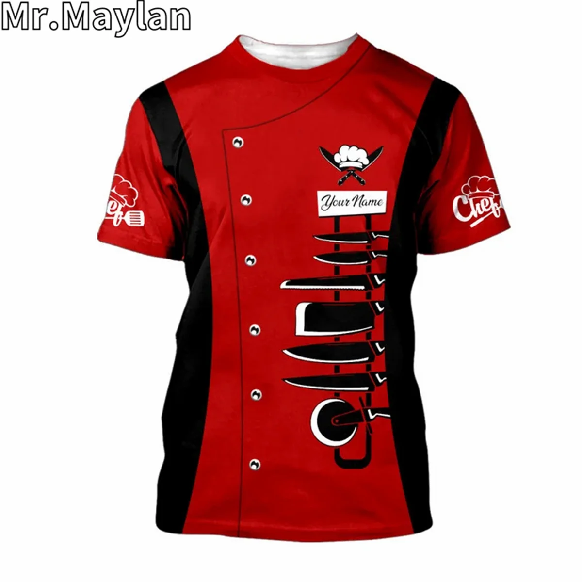 

CUSTOM NAME CHEF UNIFORM CHEF KNIVES 3D T-shirts for Men/women Casual Streetwear Tshirt Oversized 5XL 6XL Boys Gift Clothes T011