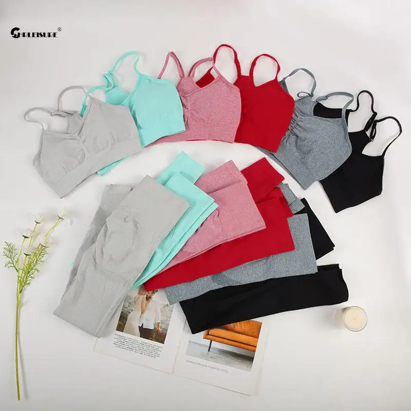 CHRLEISURE 2/3 шт бесшовный Набор для йоги женские спортивные костюмы с длинным рукавом