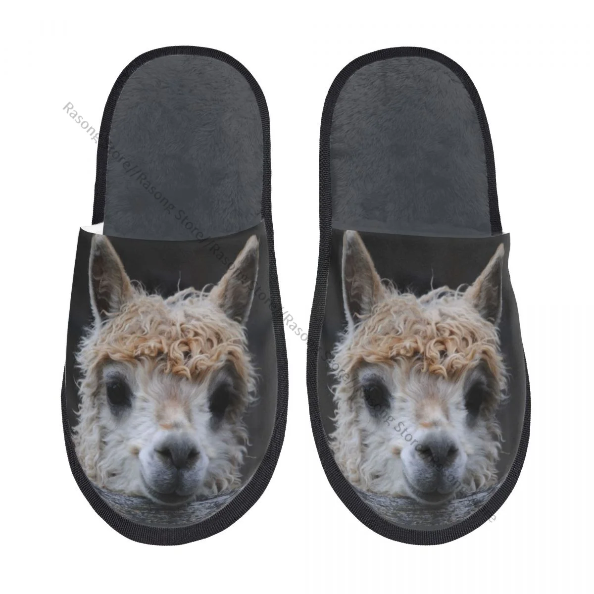 Плюшевые домашние тапочки альпака голова ламы теплая мягкая обувь домашняя