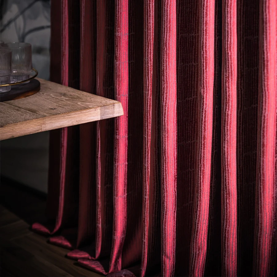 

Burgundy Jacquard Zebra Bronzing Texture Blackout Thickening Bedroom Curtains Opaque Logistics Noise Reduction Curtains Drapes#4