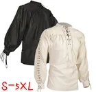 Костюм Рыцаря средневекового Ренессанса Арчера, мужская хлопковая рубашка с рукавами на шнуровке, костюм кельтского воина для косплея для взрослых