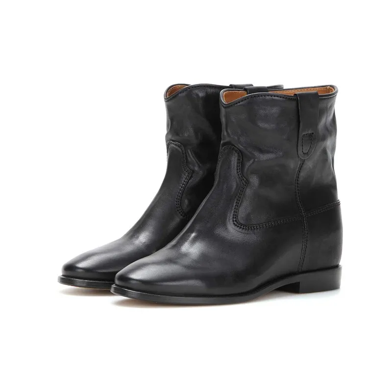 

Ботинки женские зимние из матовой кожи, на низком каблуке