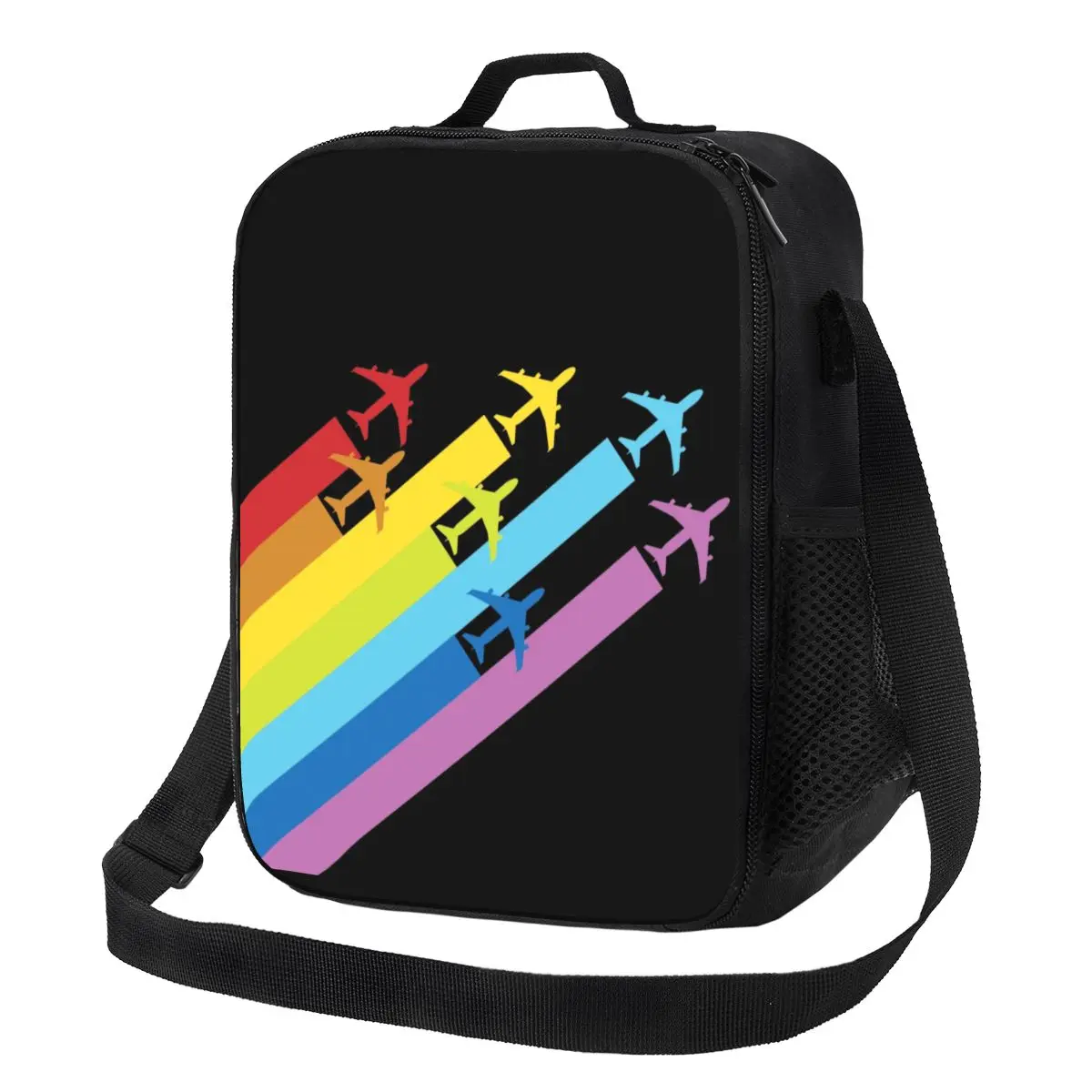 

Rainbow Airplanes Chemtrails Resuable Lunch Box Waterproof Aviation Fighter Pilot Thermal Cooler Food Insulated Lunch Bag School