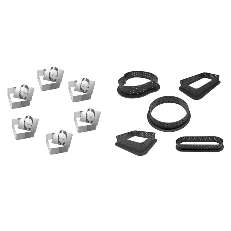 

11 шт. круглая перфорированная форма для торта Mousse Tart, 6 квадратных и 5 круглых, любовных, квадратных, прямоугольных, овальных