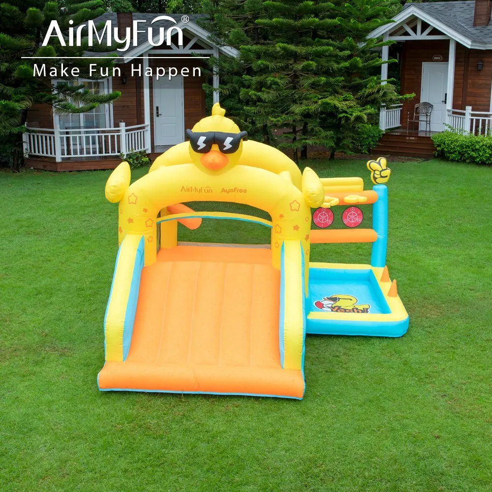 Фото Airmyfun новый дизайн надувной замок прыгающий дом утка отказов большая комбинация слайдов детский надувной отказов замок №4