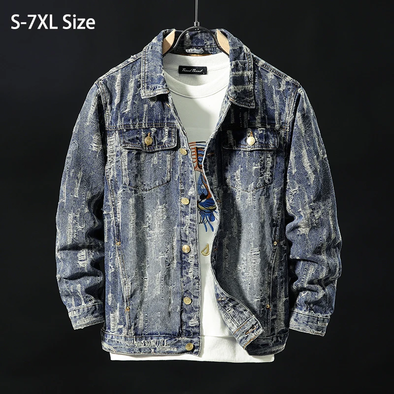 Spring Retro Style Men's Ripped Denim 