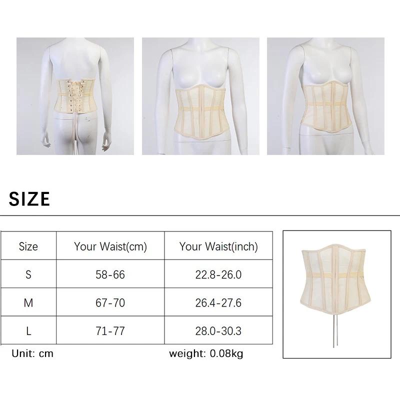 Waist Cincher Corset Top Slimming Girdle Belt Body Shaper Transparent Belly Sheath Lace Up Hourglass Shapewear