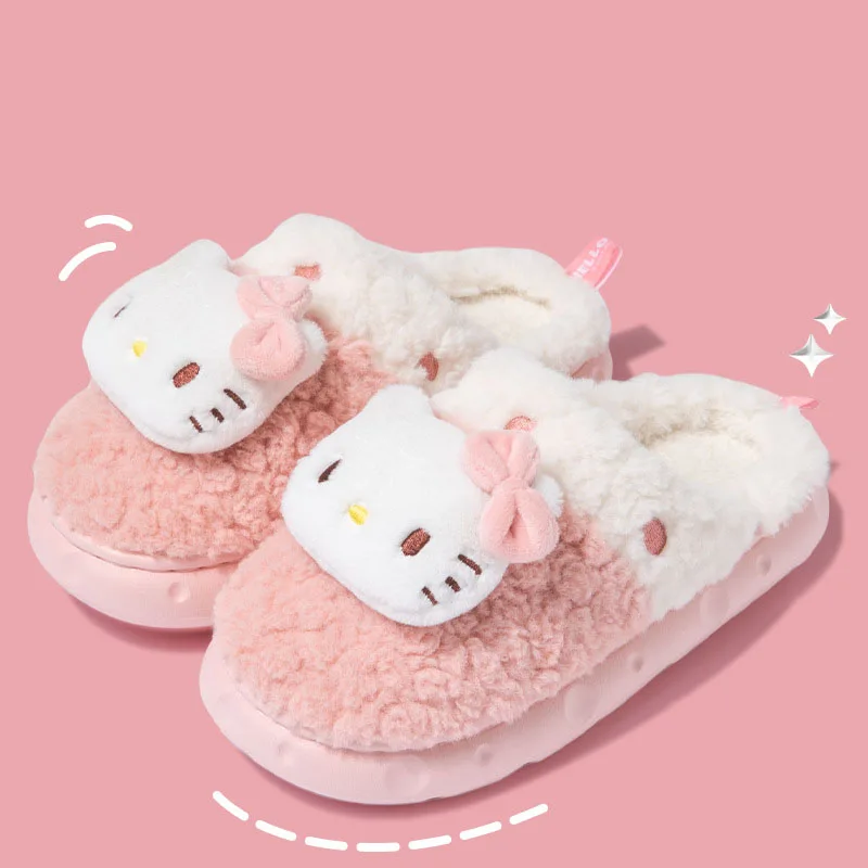 

Sanrio Kawaii Hello Kitty Cinnamoroll Women Girls House Slipper Cartoon Anime Kuromi My Melody Winter Plush Non Slip Slippers