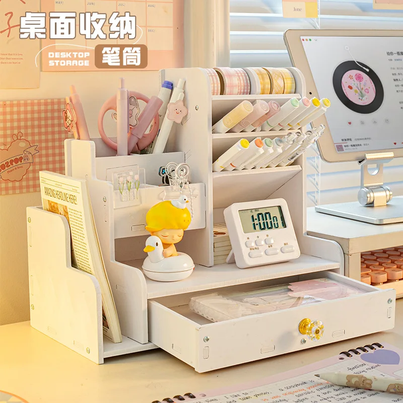 

Офисные канцелярские принадлежности, стойка для карандашей с выдвижным ящиком, Настольная стойка для хранения маркеров, контейнер для ручек, коробка для хранения