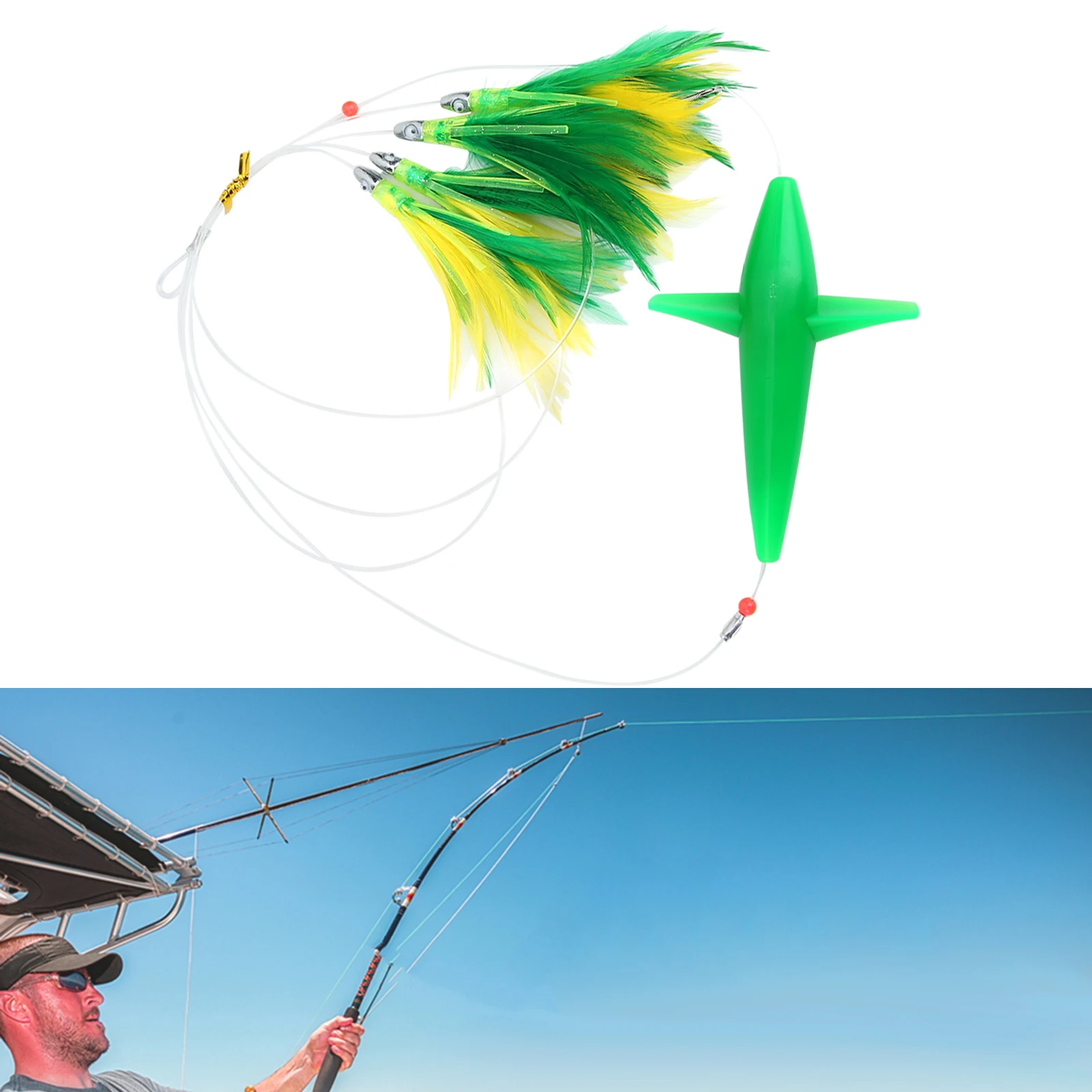 

Fishing Tackle Gear Accessories High Quality Hot Sale Iscas Pesca Lure Bait With Steel Hook Feather Trolling Skirt