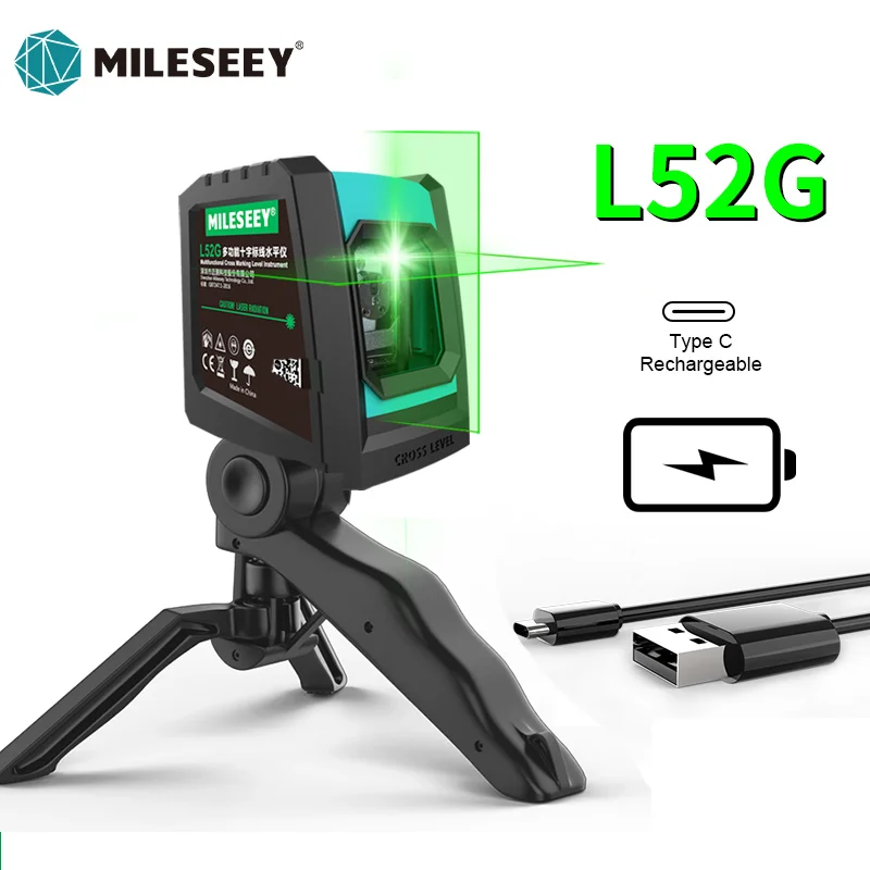 MiLESEEY 2 Lines Laser Level L52R 360 laser level L6 nivel laser with Battery and Tripod лазерный уровень