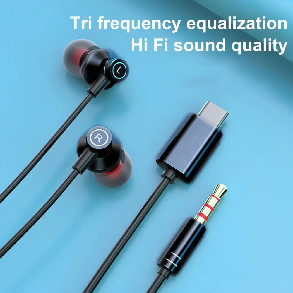 

Wired Earphone Sensitive Noise Reduction Anti-winding 3.5mm Type-C Stereo In-ear Earbud for Recording Songs