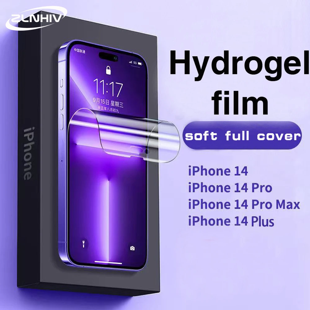 

ZLNHIV for iPhone 14 plus Pro Max 11 12 13 XR XS X SE 7 8 hydrogel film Not Glass soft full cover phone screen protector