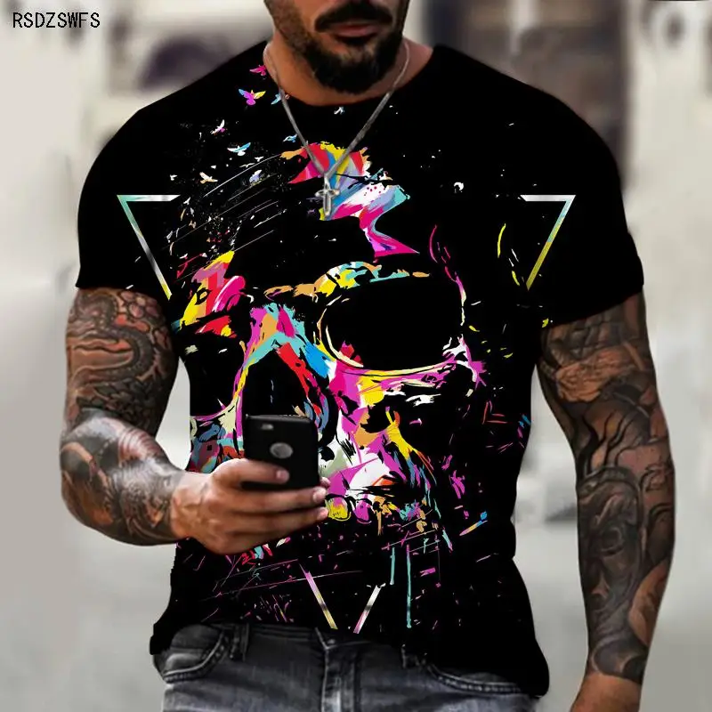 

Мужская Летняя модная новая футболка. Футболка с принтом черепа в стиле Харадзюку Повседневная футболка в стиле улицы, объемная футболка