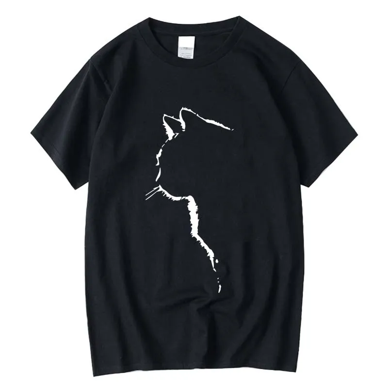 

2022 Trends Europe and America Short Sleeve T Shirts Men Loose Casual Cat Print Cool O Neck T Shirts Men Street Hip Hop T Shirts