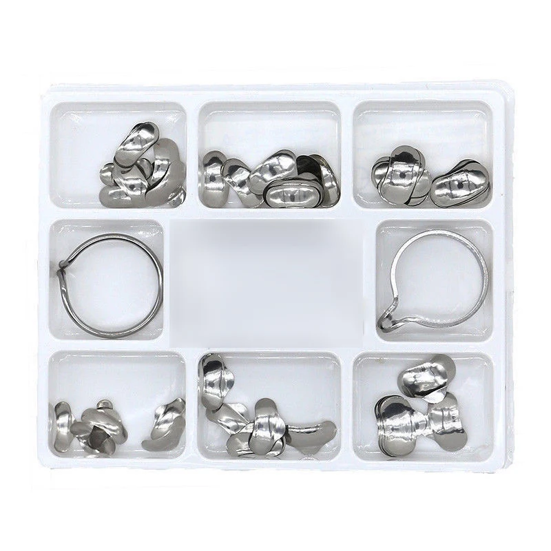 

100pcs Dental Matrix No.1.398 Sectional Contoured Metal Matrices with 2 Rings set for Teeth Replacement Dentist Tools