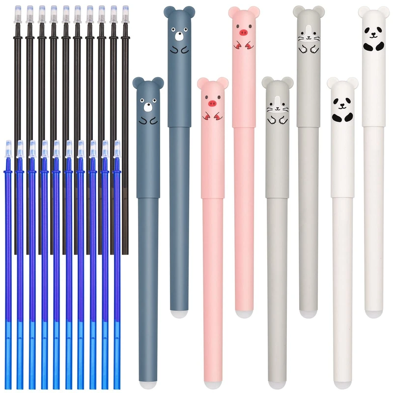 

8Pcs Erasable Rollerball Pens Friction Pens, Cute Panda Erasable Cartoon Gel Pen With 10 Refills, For Kids Students