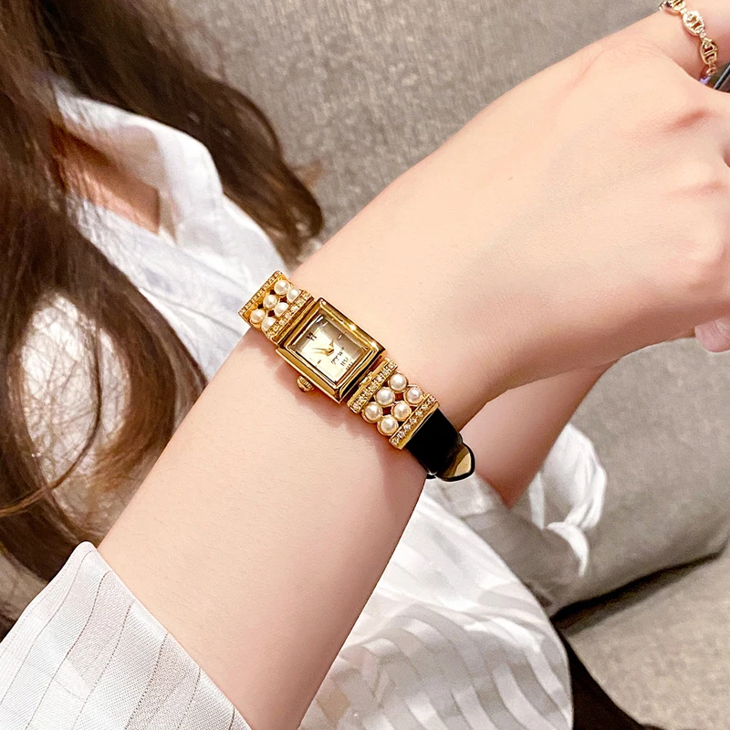 Advanced Customization Pearl Bracelet Luxury Quartz Women Watch Waterproof Leather Watches Ladies Watches Clock Free Shipping