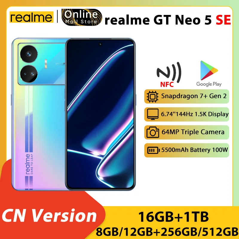 realme GT Neo 5 SE Snapdragon 7 Gen 2 Plus Smartphone 6.74'' 144Hz AMOLED Display 5500mAh Battery 100W SuperVOOC FlashCharge
