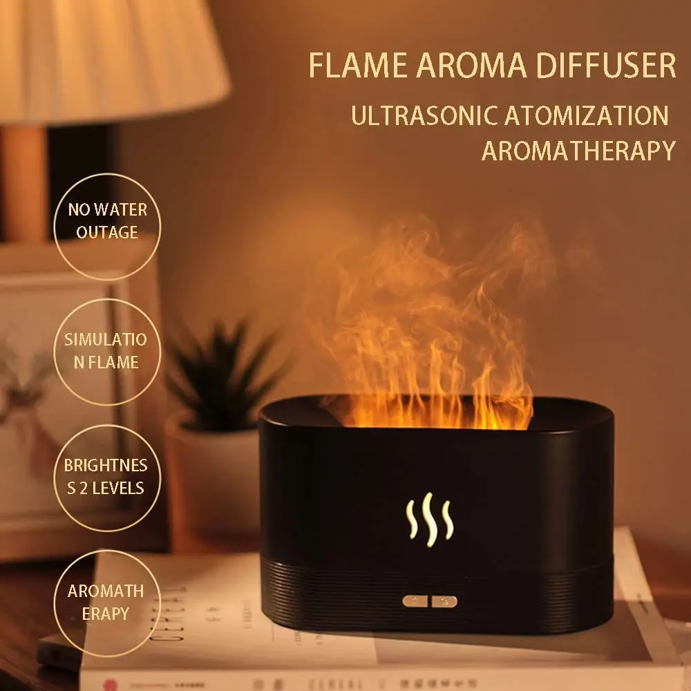 

180ML Flame Humidifier Air Diffuser Aroma Ultrasonic Cool Mist Make Fogger Essential Oil Flame Lamp Difusor Dropshiping