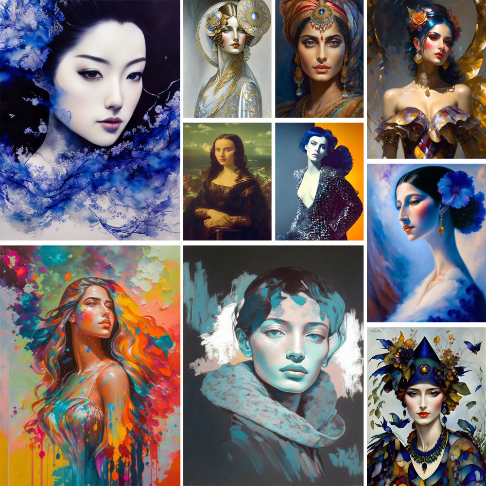 

Портрет женщины искусство AB алмазная живопись домашние украшения полная круглая фотография и ремесла принадлежности подарок для мамы