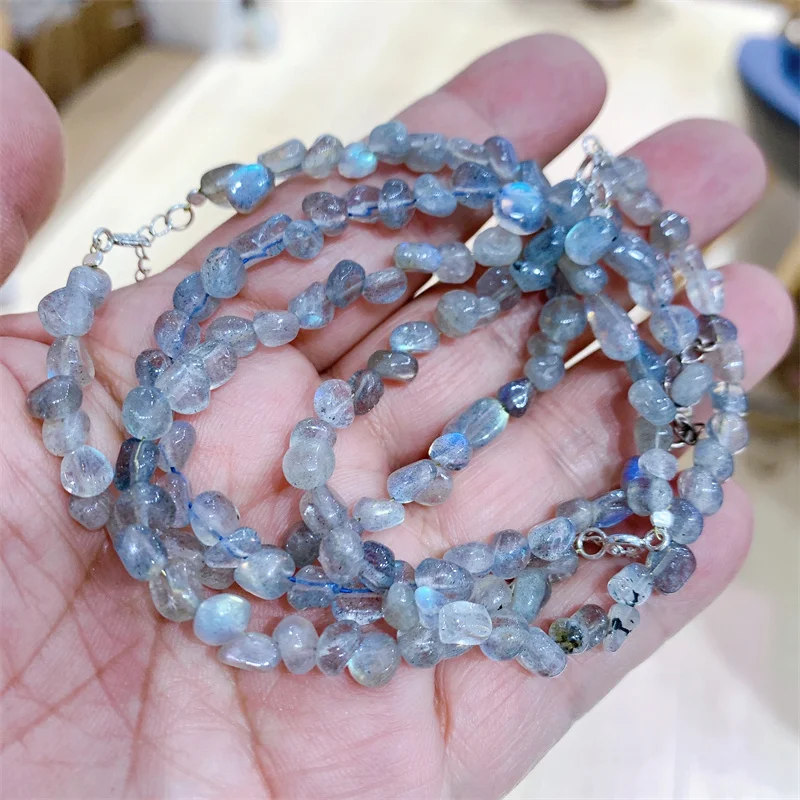 Браслет из натурального камня лабрадорита для женщин и мужчин изящный браслет с