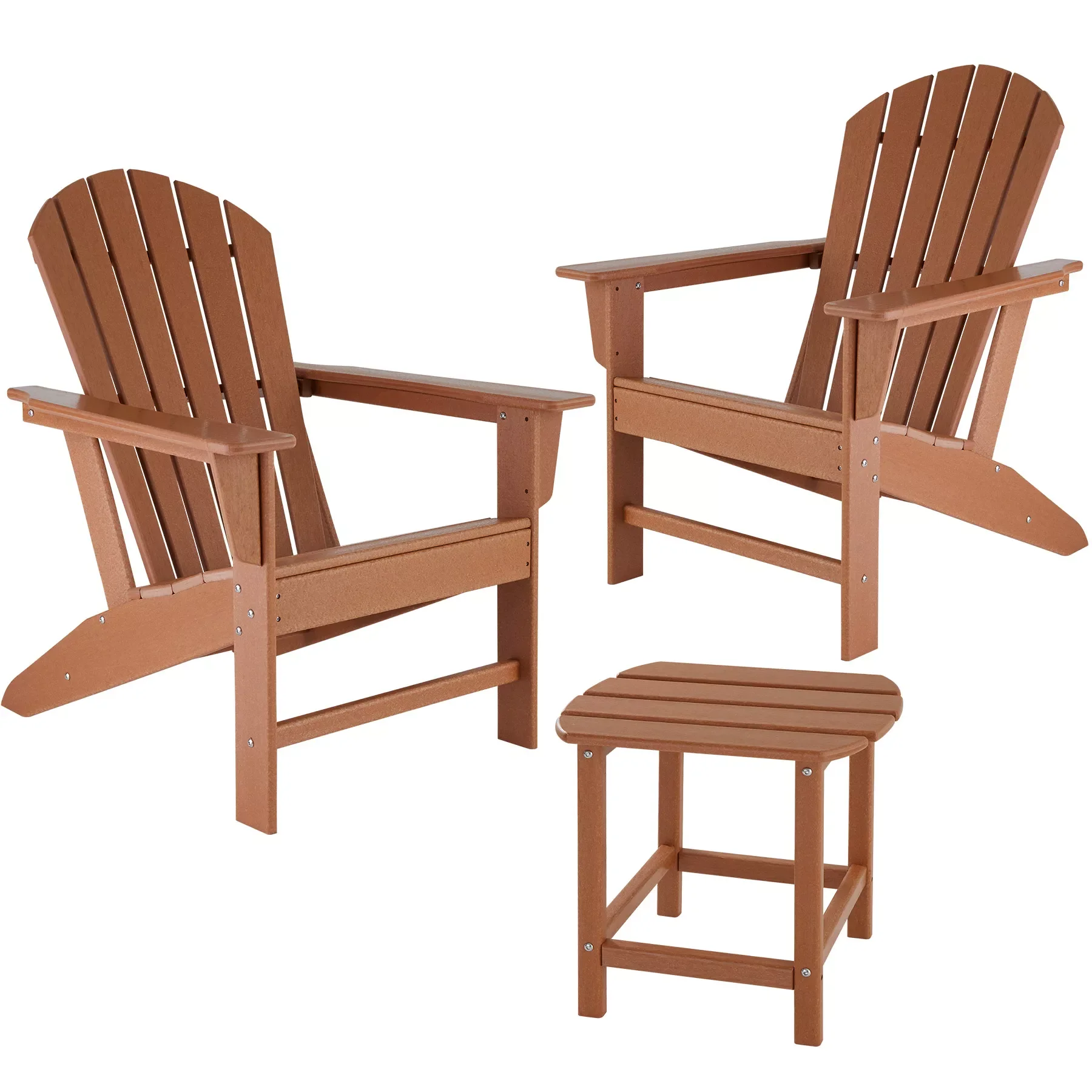 

2 Janis garden chairs with Brown Kamala table-Adirondack garden chair set, balcony seating set, patio chair set, outdoor furnitu