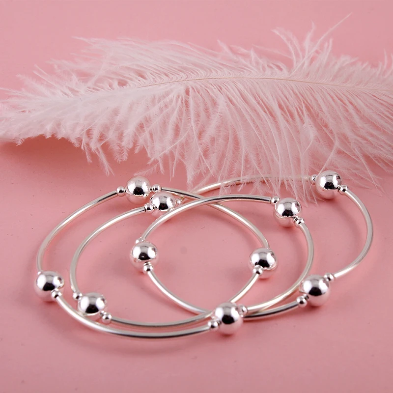 Дизайн из стерлингового серебра 99 простой эластичный женский браслет ручной