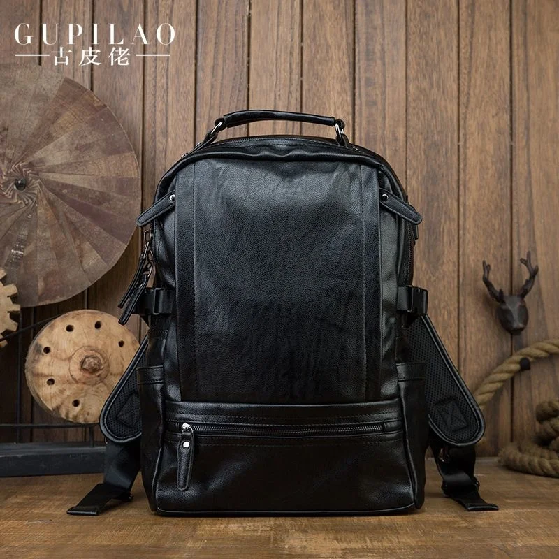 

Мужской рюкзак ручной работы, оригинальный трендовый рюкзак из 100% натуральной воловьей кожи, японская и Корейская версия, с USB-зарядкой