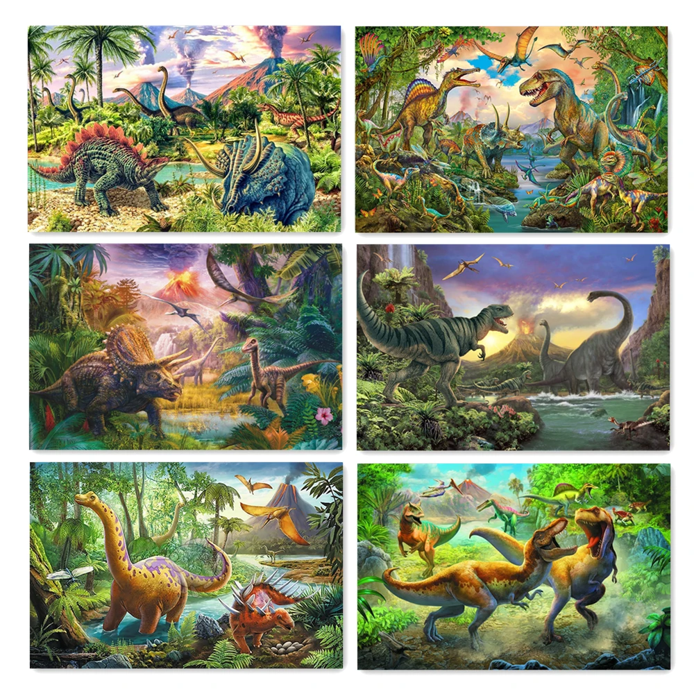 

Classic Dinosaurs DIY 5D Diamond Painting Full Drill Square Round Embroidery Mosaic Art Picture Of Rhinestones Home Decor Gifts