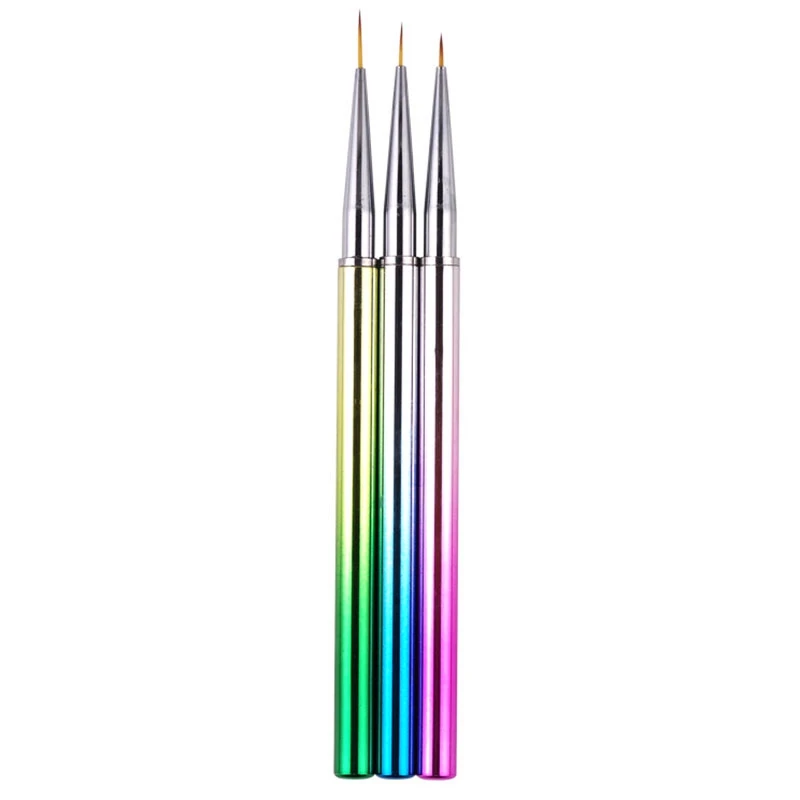 

3Pcs Nail Art Brush Pen Plating Handle Liner Line Stripe Fish Flower Painting Drawing Manicure Acrylic Tools Tips Design