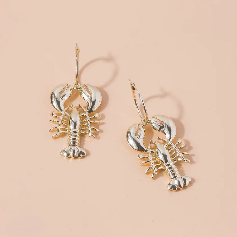 

Boho Big Lobster Drop Earrings for Women Cute Ocean Beach Sea Gold Color Vintage Statement Jewelry Drop Earrings