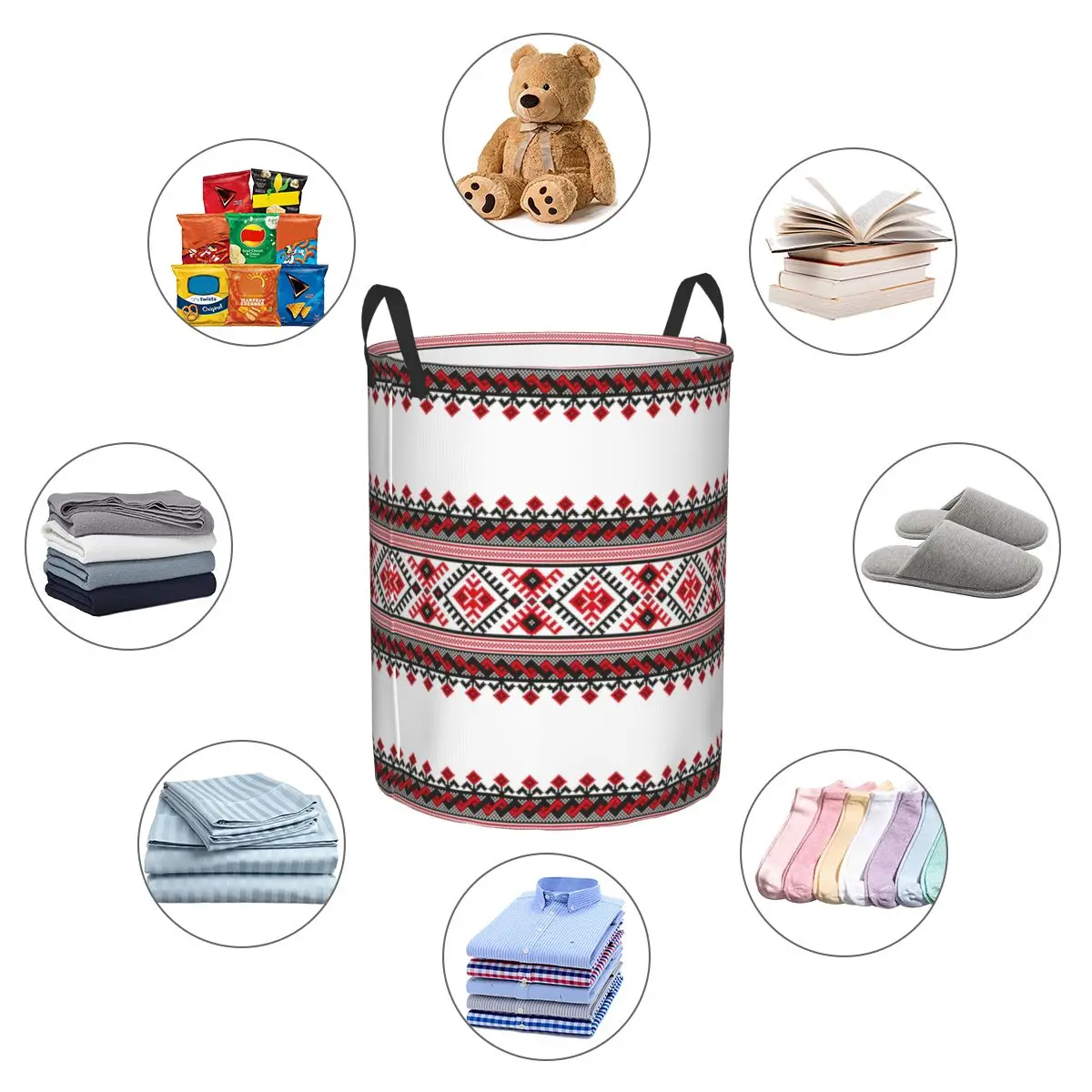 Украинская вышитая корзина для белья Vyshyvanka складная богемная Геометрическая