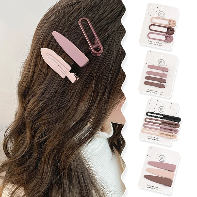 

3Pcs Alloy Bangs Clip Barrettes Hollow Matte Duckbill Clip Vintage DIY Hair Accessories 4Pcs/Set Frosted Geometry Hair Clips
