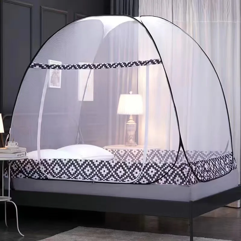 

Folding mosquito net free installation with bracket For Double Bed ANTI MOSQUITO bed curtain family bedroom magic mosquito net